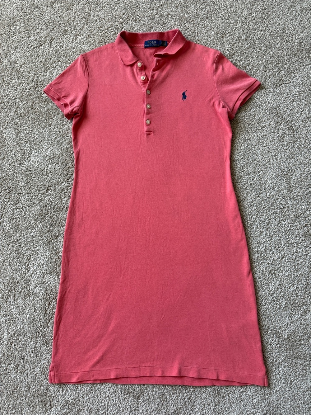 Polo Ralph Lauren Pink Short Sleeve Polo Dress Blue Pony